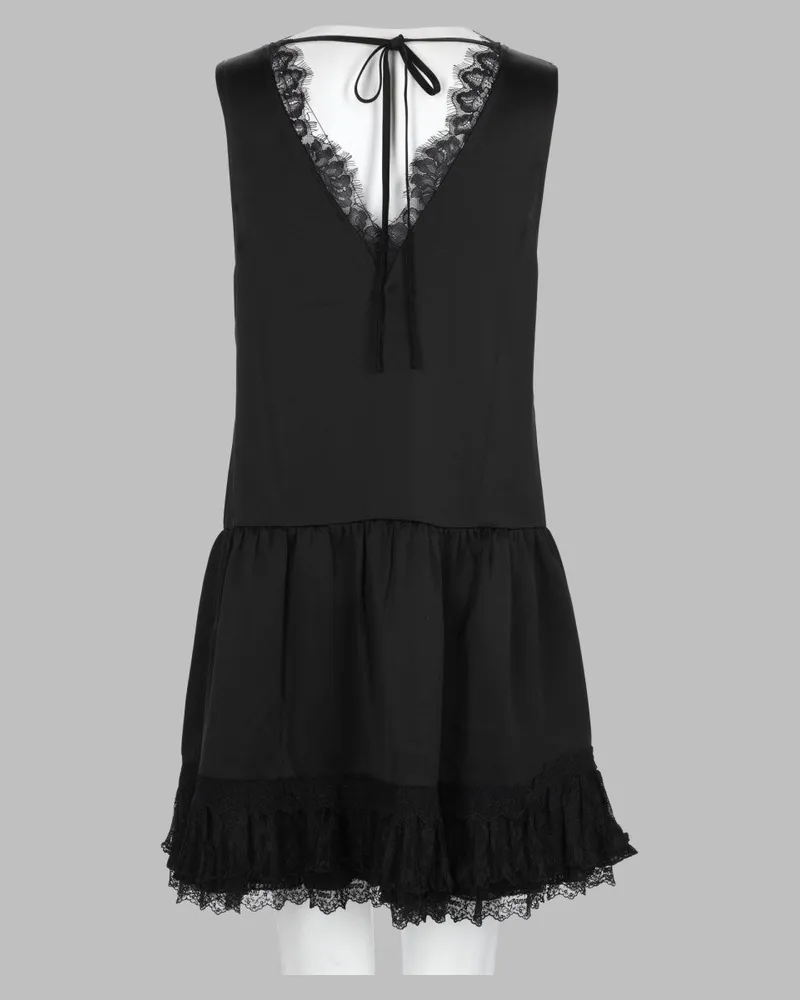 Ganni Satin Lace Dress — Black Black