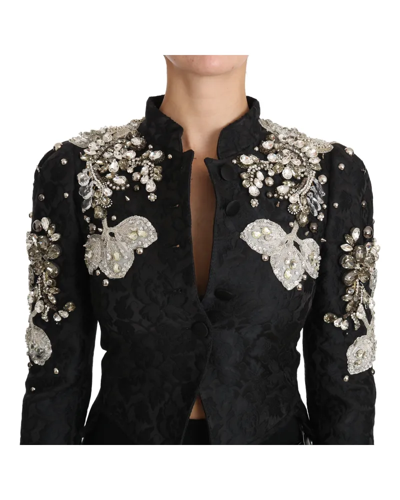 Dolce & Gabbana Women's Black Jacquard Crystal Floral Jacket Clothing Black