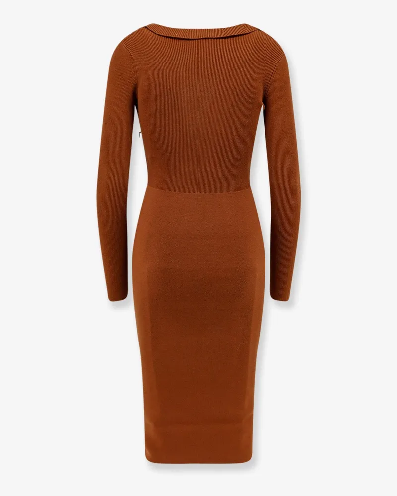 Elisabetta Franchi Women's Long Viscose-Blend Dress Brown Brown