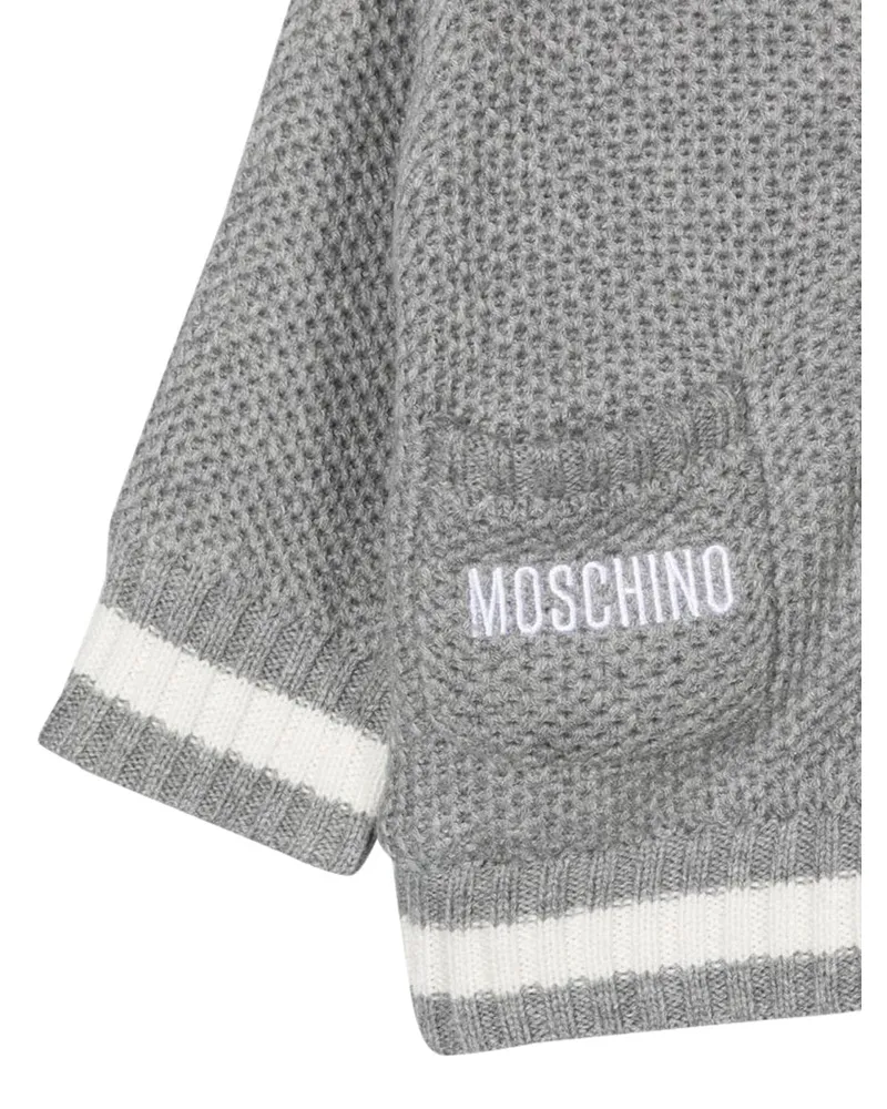 Moschino Teddy Hooded Cotton Cardigan — Gray Gray