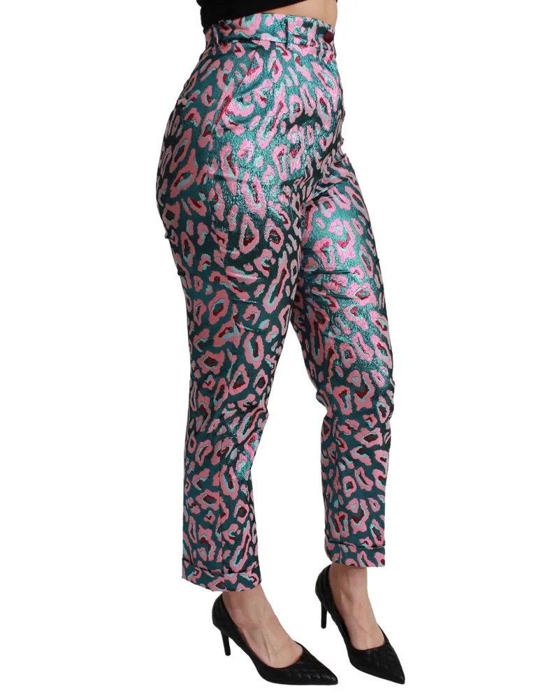 Dolce & Gabbana Women Multicolor Patterned Cropped High Waist Pants Polyester Silk Multicolor