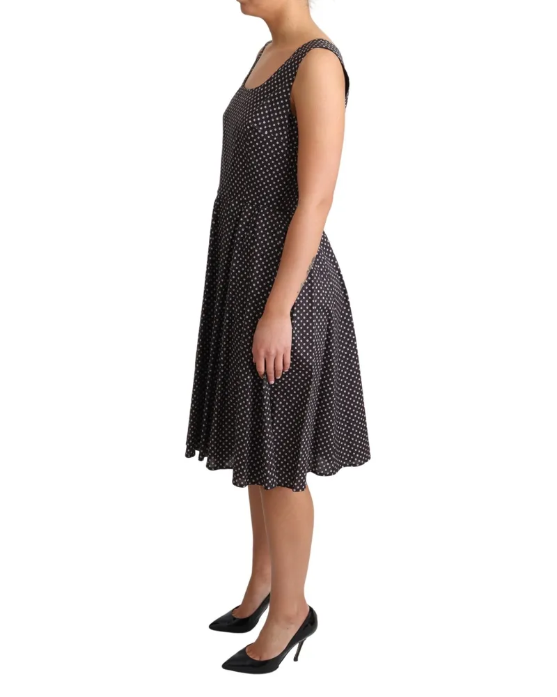 Dolce & Gabbana Women's Black Floral Cotton A-Line Stretch Dress Black