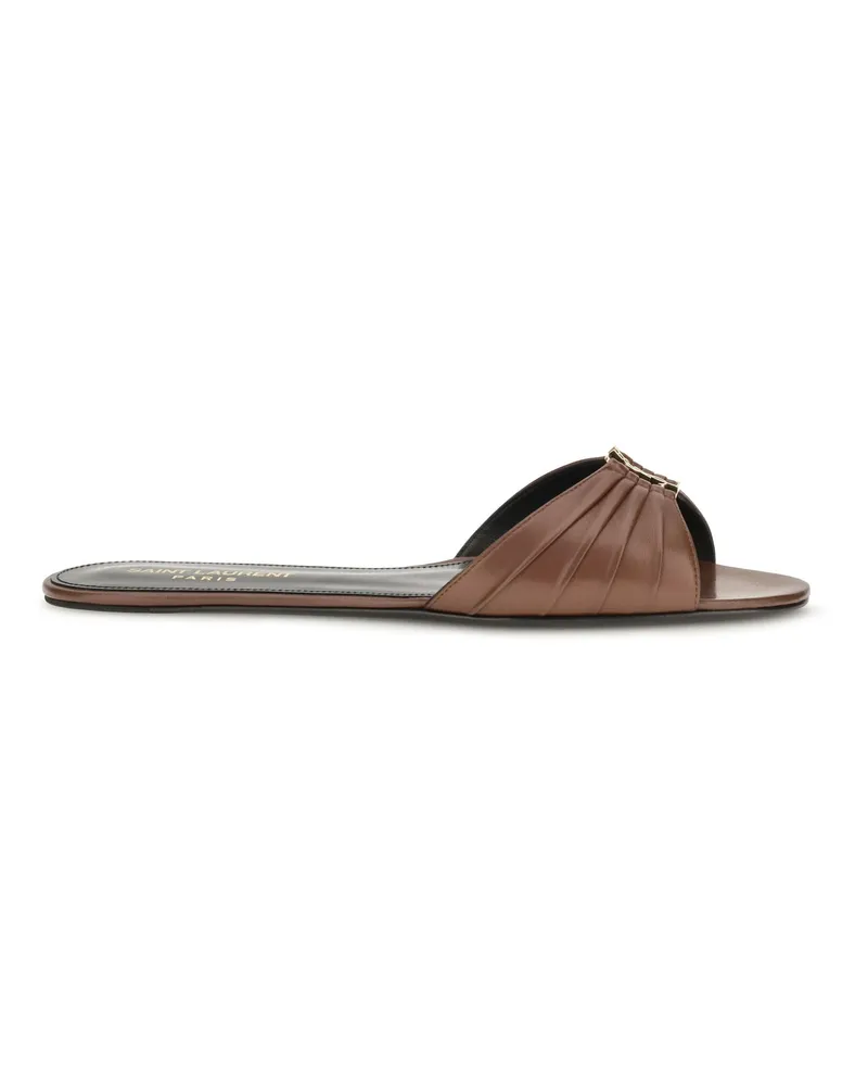 Saint Laurent Women's Mules Babylone Aesthetic Brown Sandal Brown