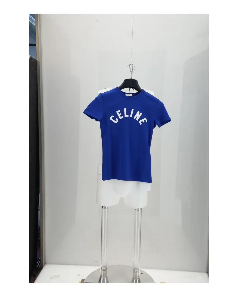 Celine Klein Blue and White Cotton T-Shirt — Blue Blue