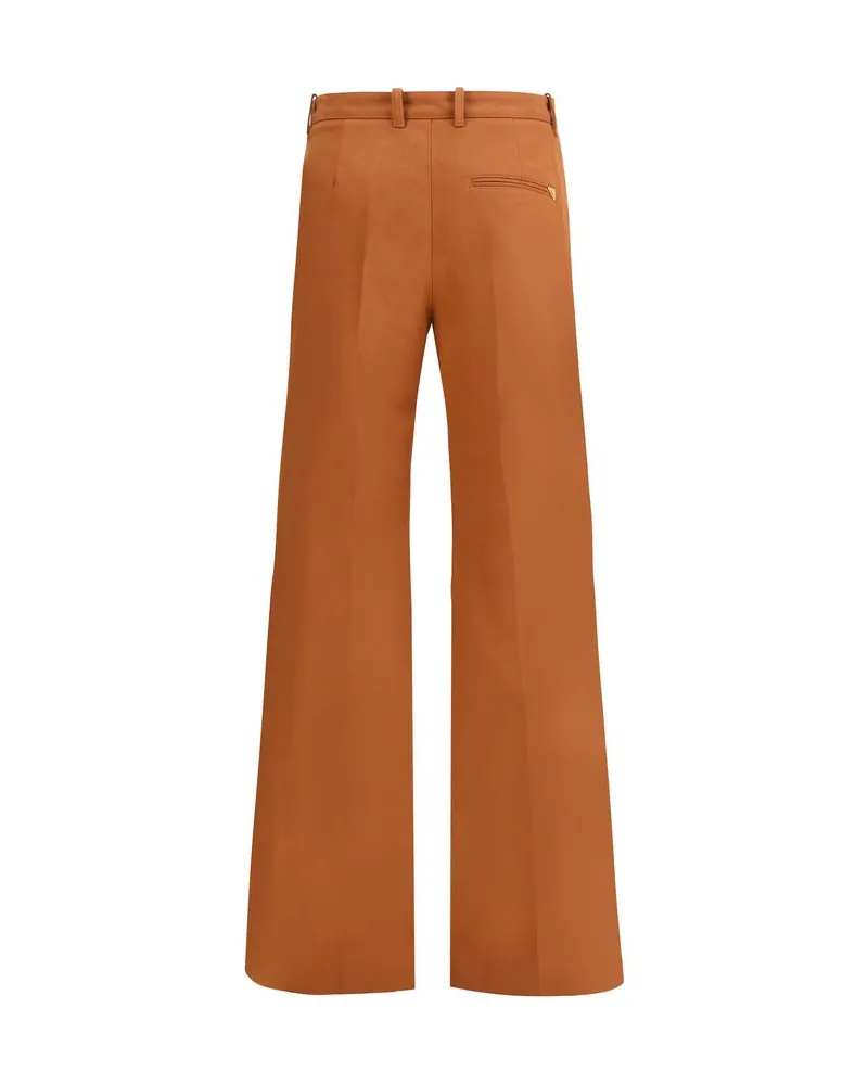 Chloé Women's Brown Cotton Flared Pants Brown