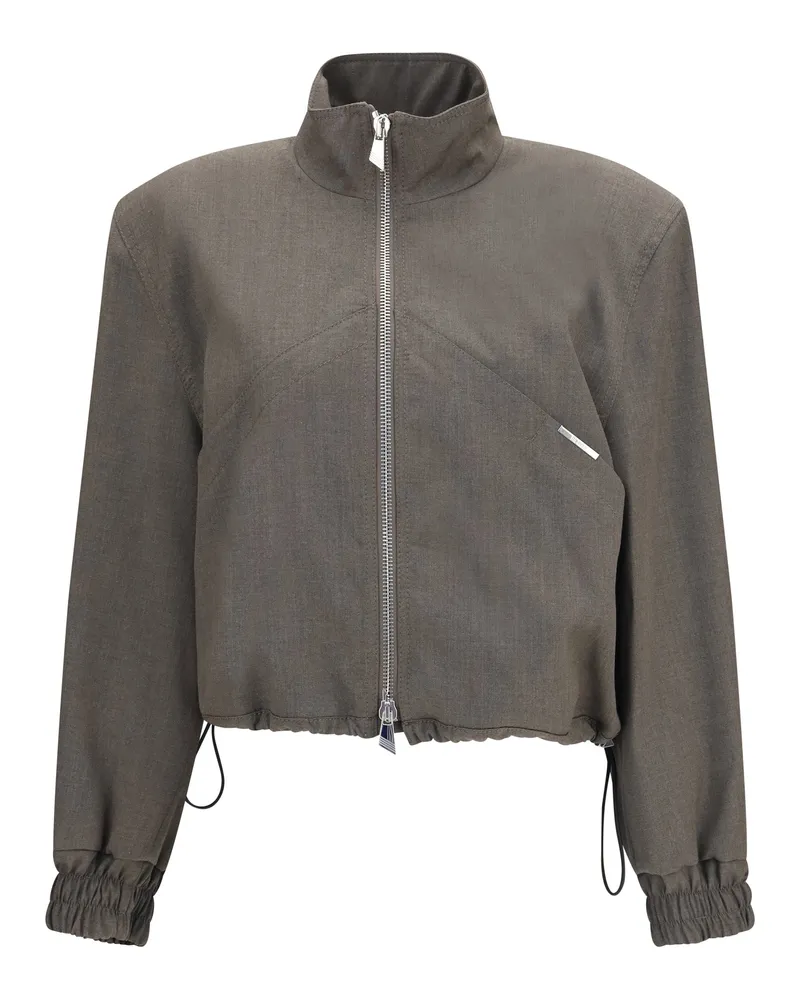 ATTICO Women's Bomber Jacket Wool-Blend Grey Merino Wool (ovis Aries Gray