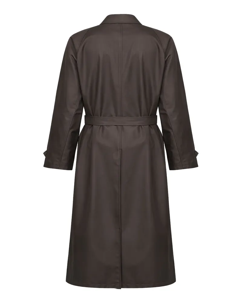 Giorgio Armani Men's Trench Coat Silk-Blend Twill Brown Brown