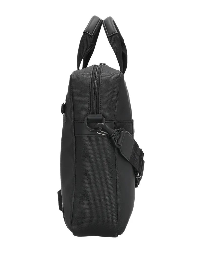 HUGO BOSS Recycled Polyurethane Laptop Shoulder Bag — Black Black