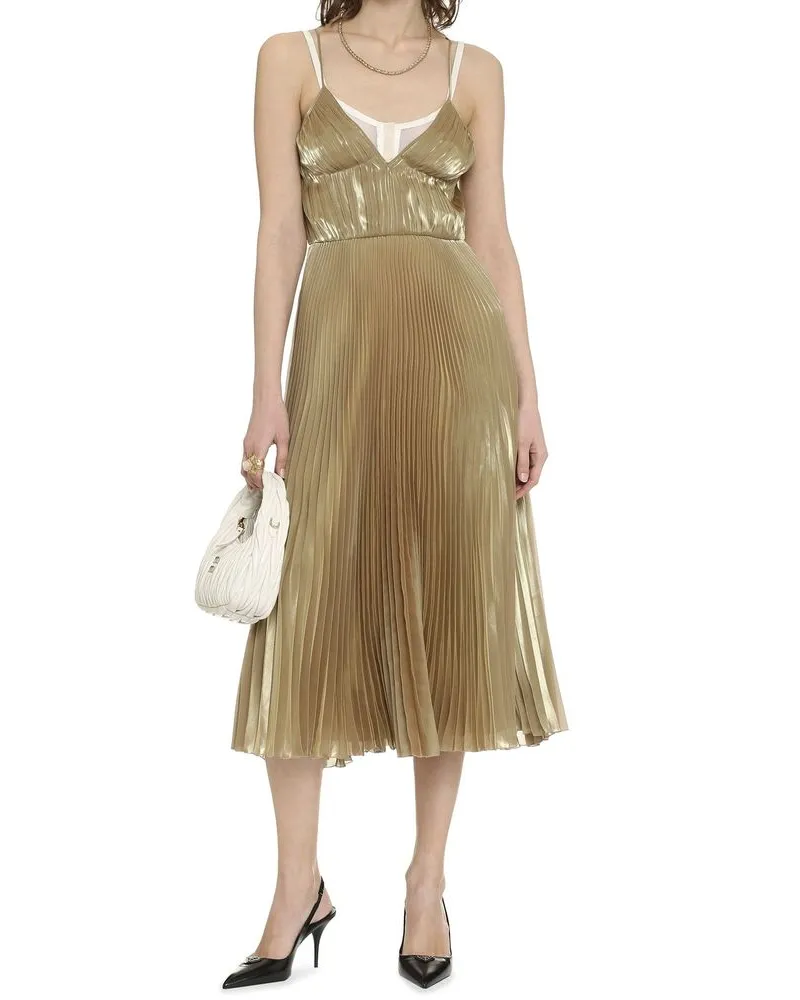 Prada Women's Gold Polyester Casual Dress Gold