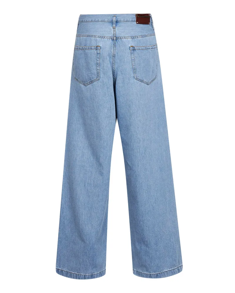 Dries van Noten Men's Jeans High-Rise Wide-Leg Light Blue Cotton Blue
