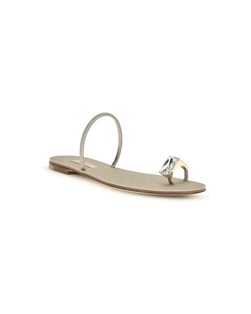 Casadei Women's Gold Calf Leather Bos Taurus Flat Sandals Gold