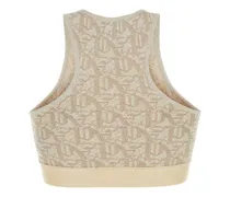 Women Embroidered Viscose Blend Tank Top Beige Polyester Nylon Sweater