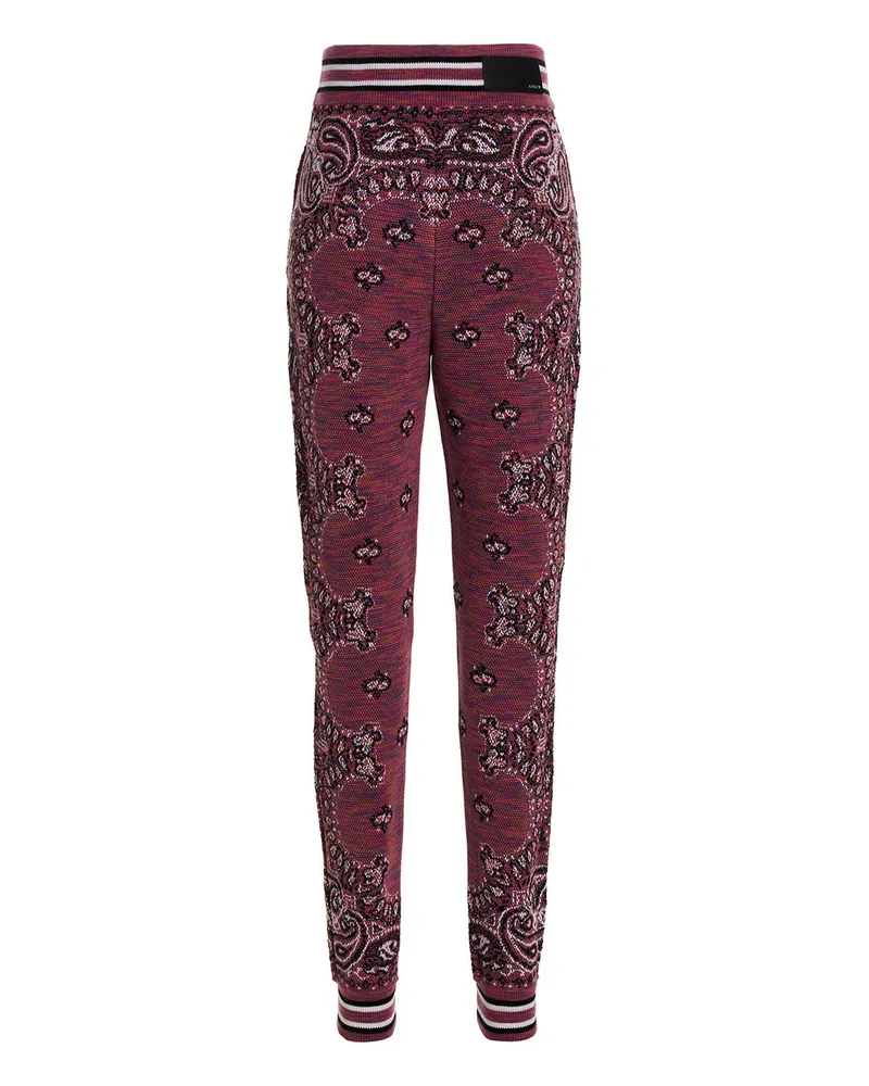 Amiri Space Dye Bandana Cotton Knit Joggers — Burgundy Burgundy