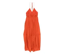 Ruched Halterneck Dress — Orange