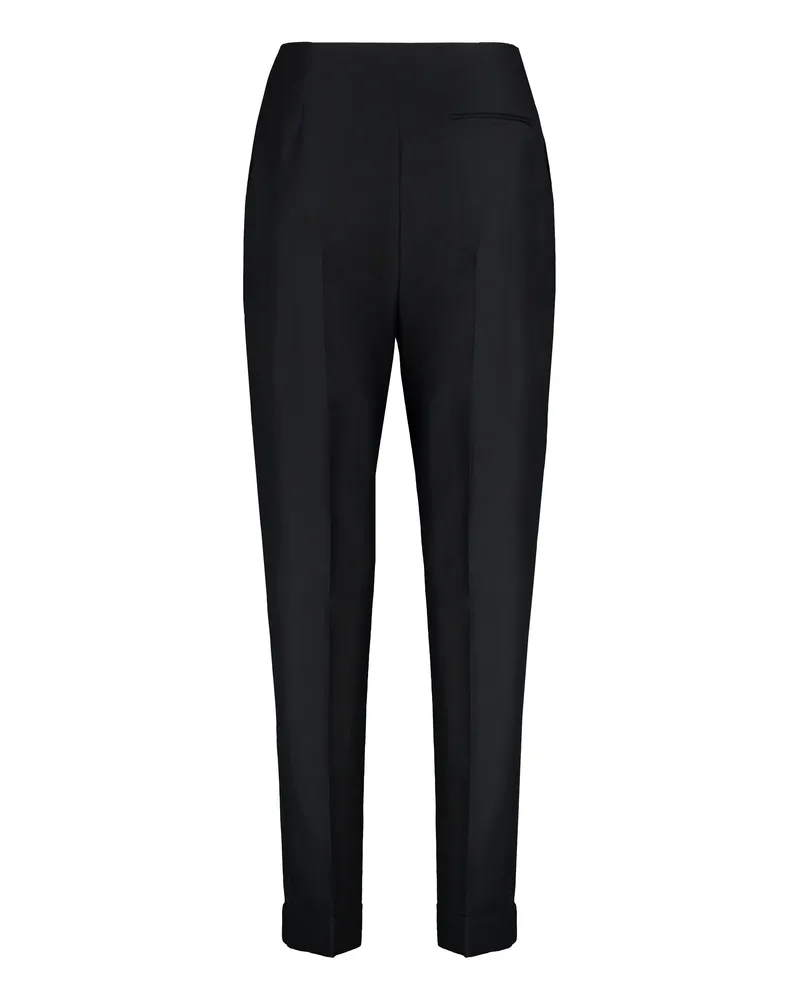 Alberta Ferretti Women's Wool And Silk Tapered Pants Black Virgin Trousers Black