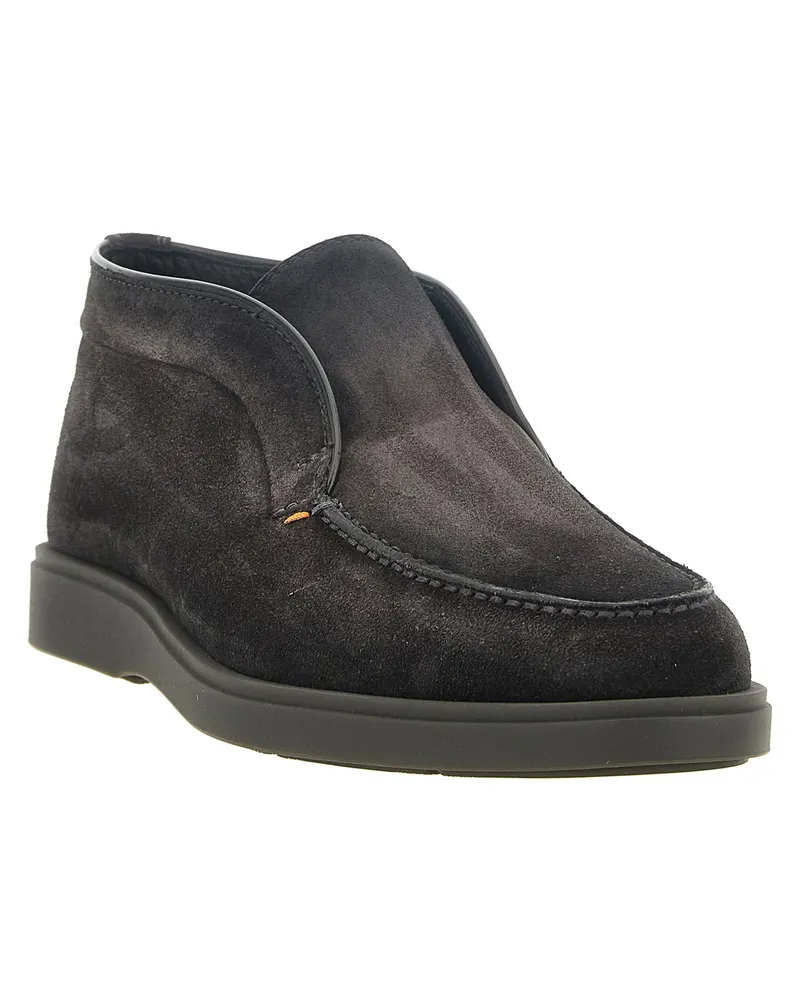 Santoni Suede Slip-On Boot — Anthracite Anthracite
