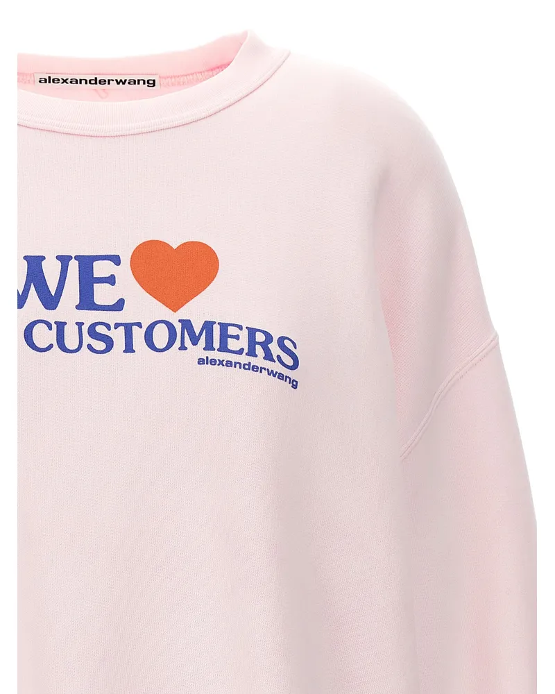 Alexander Wang Logo-Embroidered Cotton Sweatshirt — Pink Pink