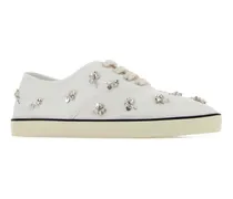 Embellished Canvas Sneaker — White