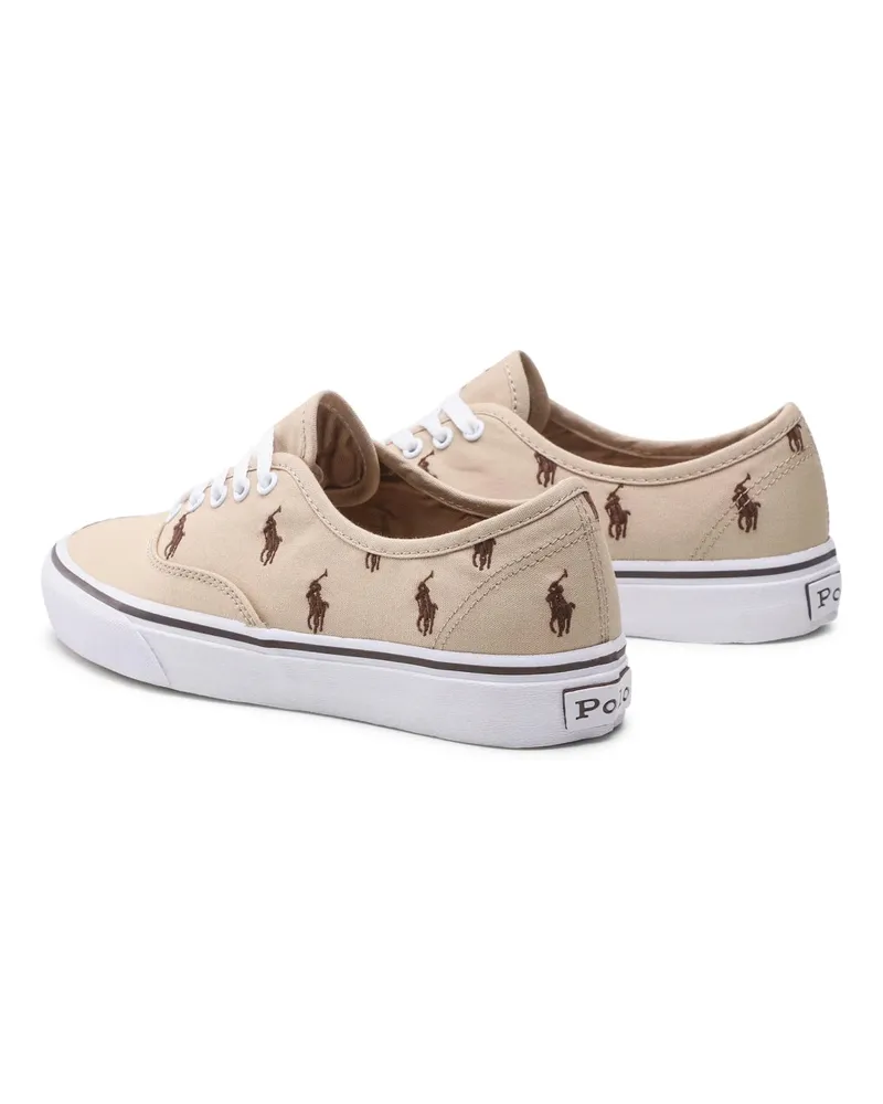 Ralph Lauren Men's Keaton Pony Logo Skate Sneakers Beige Shoes Beige