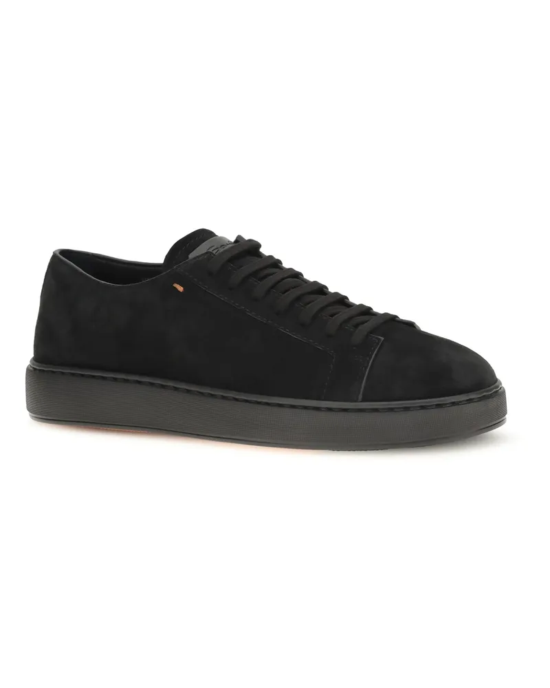 Santoni Men's Suede Sneakers Black Black