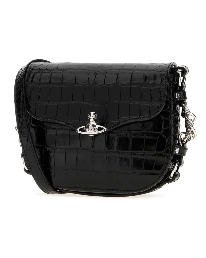 Vivienne Westwood Women's Black Leather Hunter Shoulder Bag Borse A Mano Black