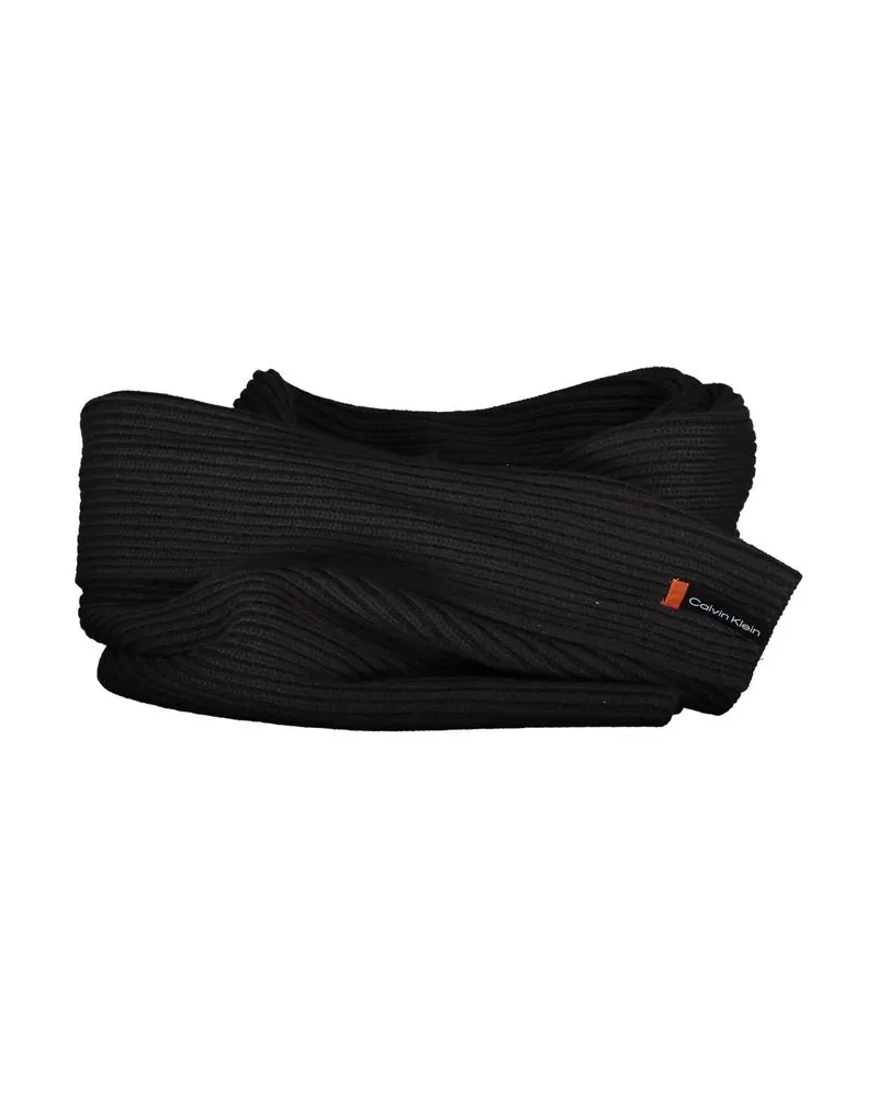 Calvin Klein Ribbed Knit Scarf Set — Black Black