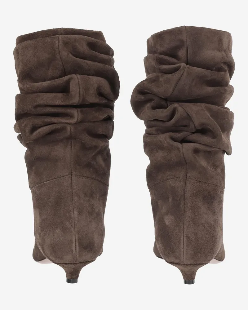 Amina Muaddi Jamie Booties — Brown Brown