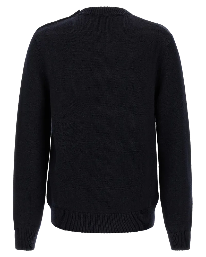Dolce & Gabbana Virgin Wool with Gold-Button Detail Sweater — Navy Navy