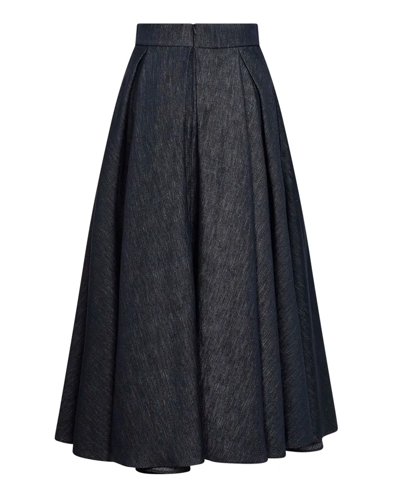 Max Mara Women's Midi Full Skirt Midnight Blue Denim Cotton Blue