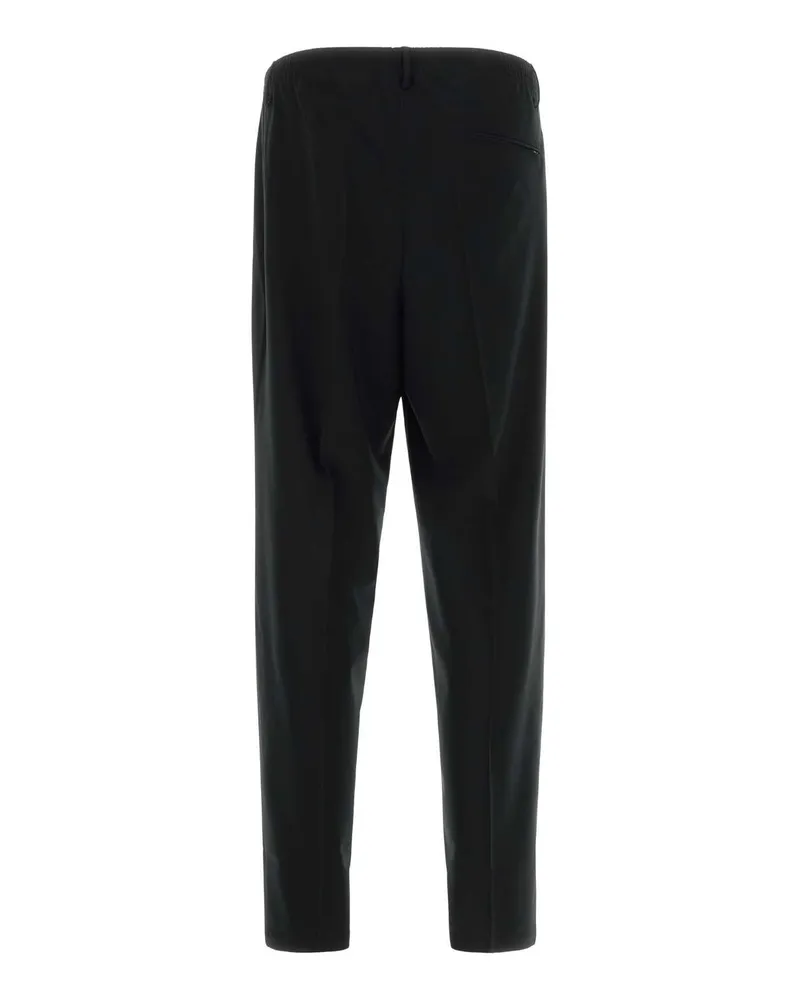 Cellar Door Men's Black Stretch Jersey Wide-Leg Ezio Pant Nero Pantaloni Trousers Black