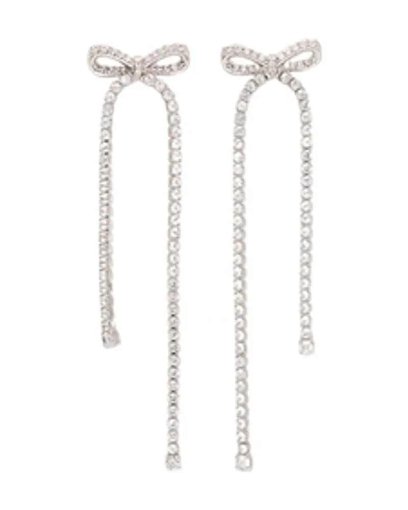 Self-Portrait Women's Crystal Bow Dangle Earrings Self Portrait Synthetic Silver Jewelry-Watches Silver