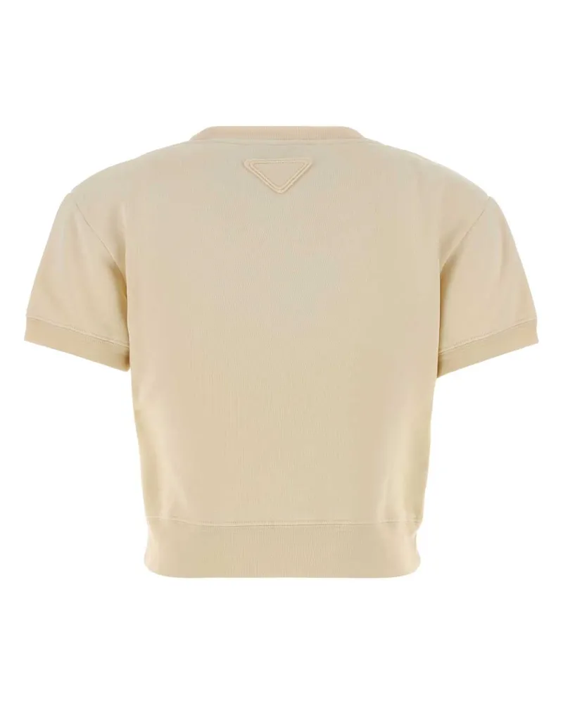 Prada Women Pastel Yellow Cotton T-Shirt Giallo Exterior Exterior: T-shirts And Polos Beige