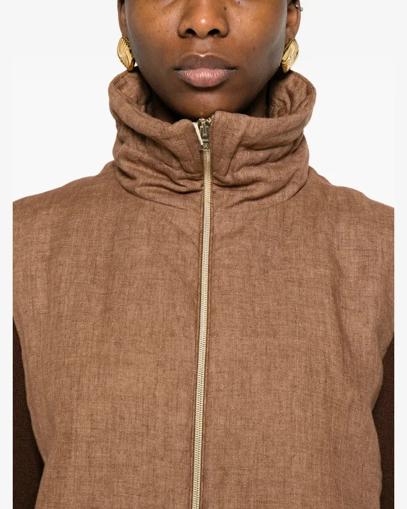 Herno Women's Funnel-Neck Zip Gilet Ss26 W Tan