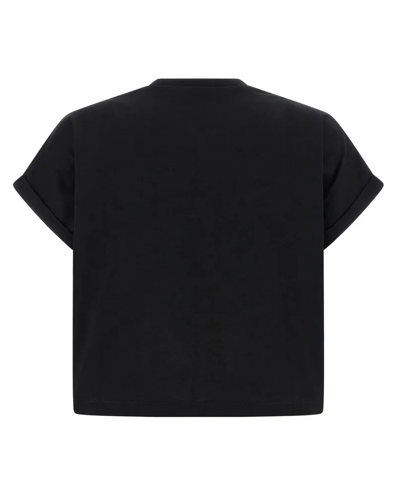 Balmain Logo-Print Cropped T-shirt — Black Black