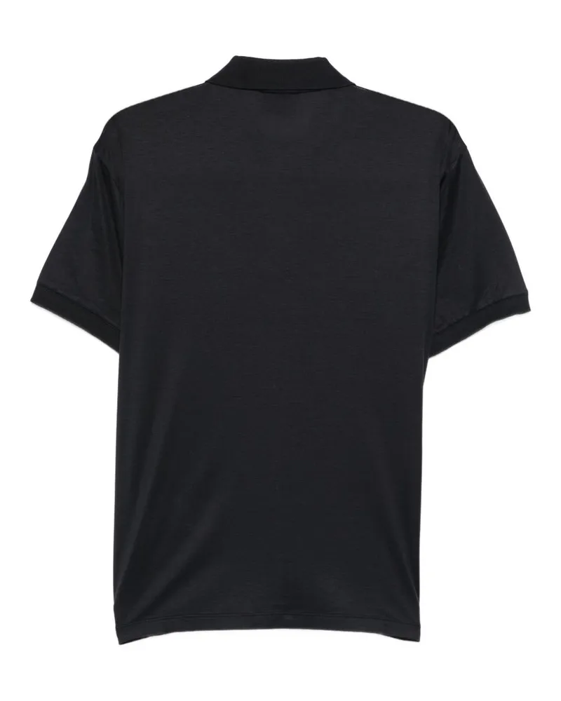 Emporio Armani Logo-Embroidered Polo Shirt — Black Black