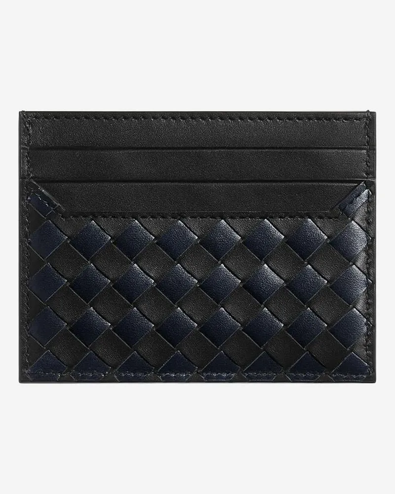 Bottega Veneta Men's Leather Card Holder Woven Calfskin Multicolour Wallets & Cardholders Black