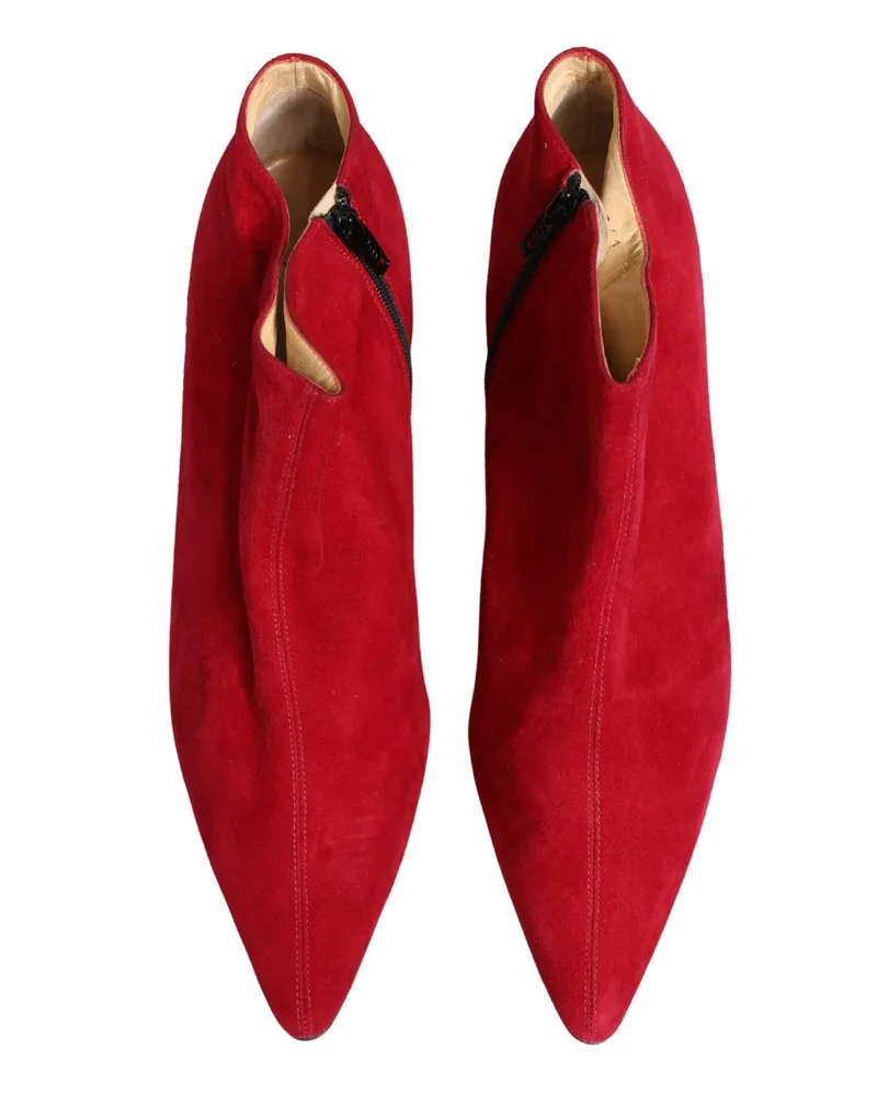 Dolce & Gabbana Women's Red Suede Ankle Boots Shoes Red