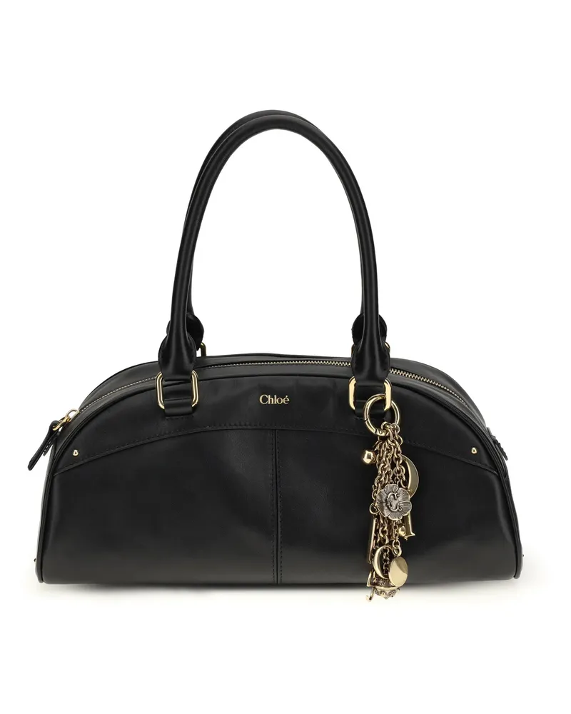 Chloé Women's Bowling Handbag Calfskin Black Calf Leather Shoulder Bags Black