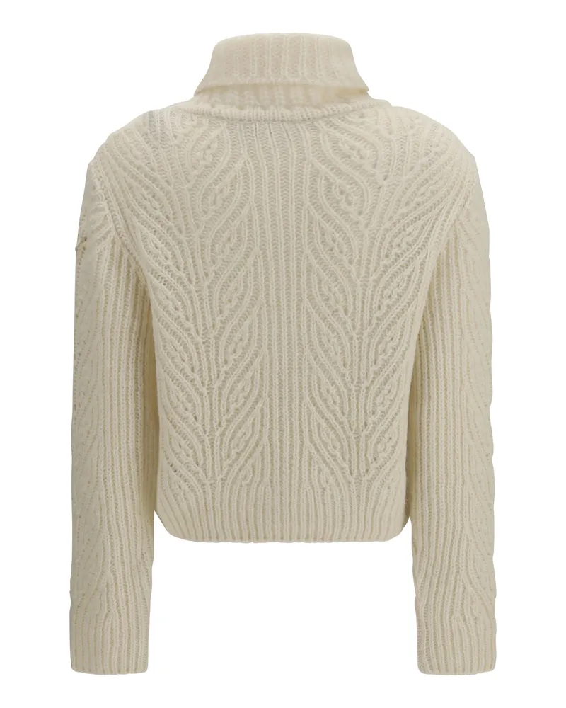 Moncler Alpaca-Blend Cable-Knit Sweater — Beige Beige