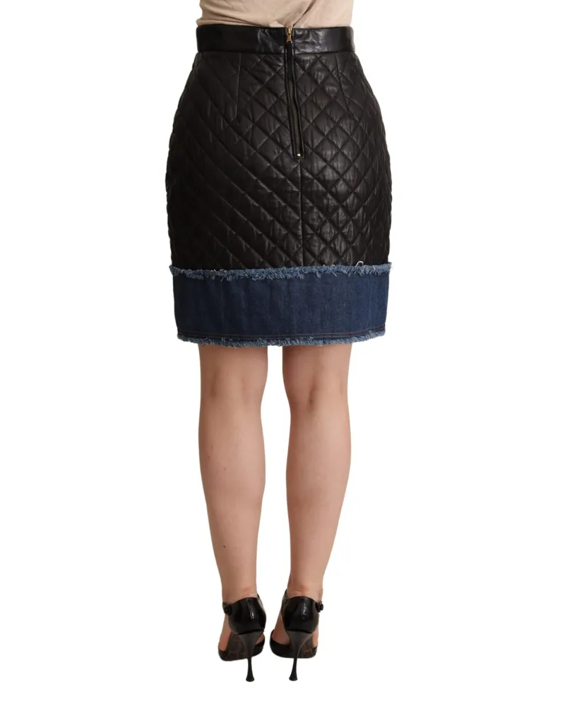 Dolce & Gabbana Women's Black Quilted Leather Mini Skirts Cotton Black