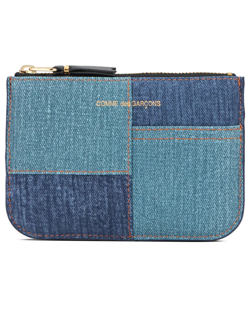 Comme des Garçons Women's Wallet With Denim Patchwork Blue Lambskin Leather & Purses Blue