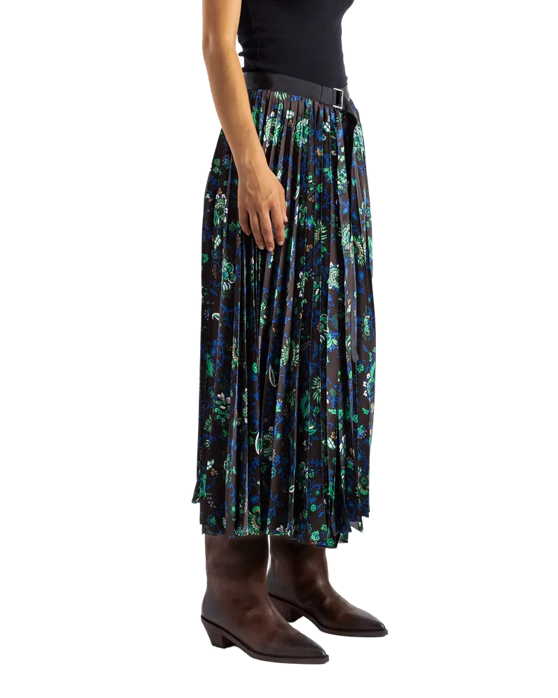 Sacai Women's Jupe Mi-Longue Floral Print Skirt Marron Brown Brown
