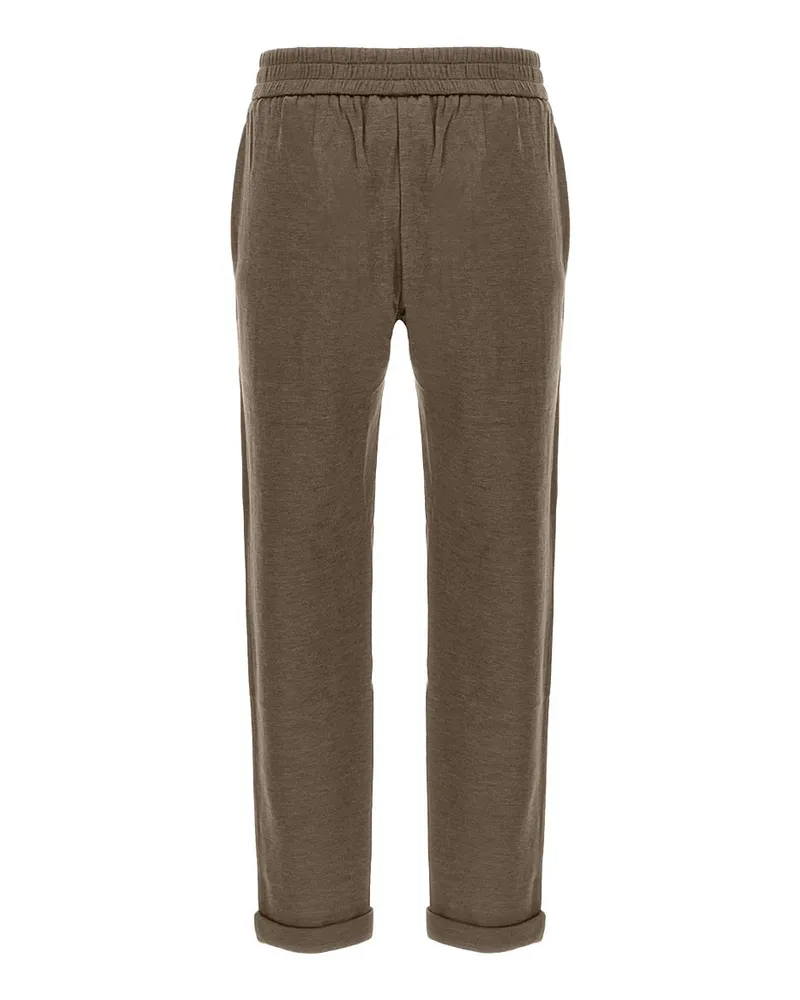 Brunello Cucinelli Cotton-Silk Blend Joggers — Brown Brown