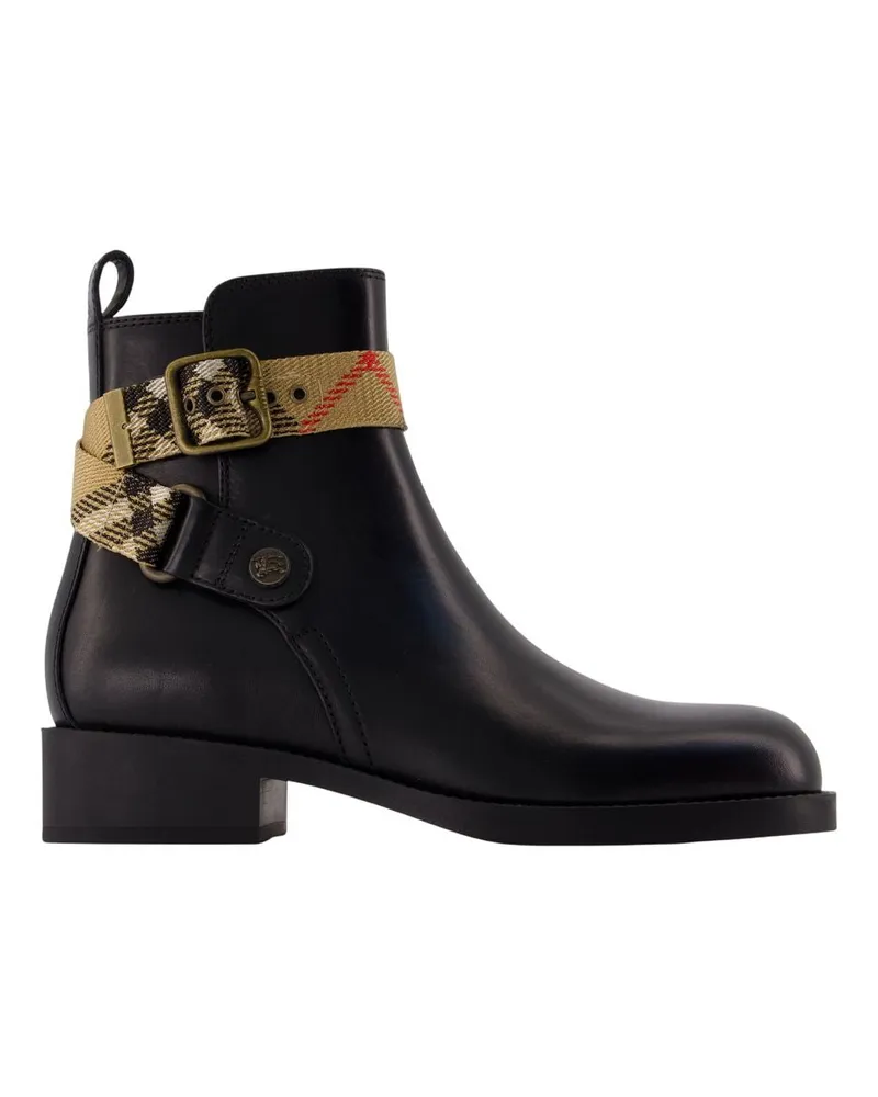 Burberry Women's Lf Huntley 25 Ankle Boots -  Leather Black Calfskin Shoes Ankle-Boots Black