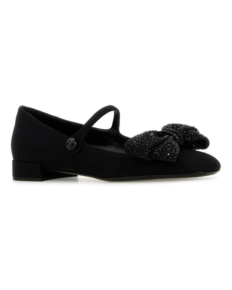 Valentino Garavani Women's Black Fabric Ballerinas Nerojet Ballerine Flat Shoes Black