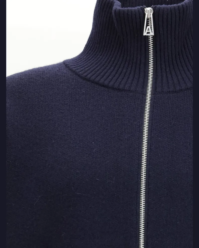 Axel Arigato Wool Blend High-Neck Zip-Up Sweater — Navy Navy
