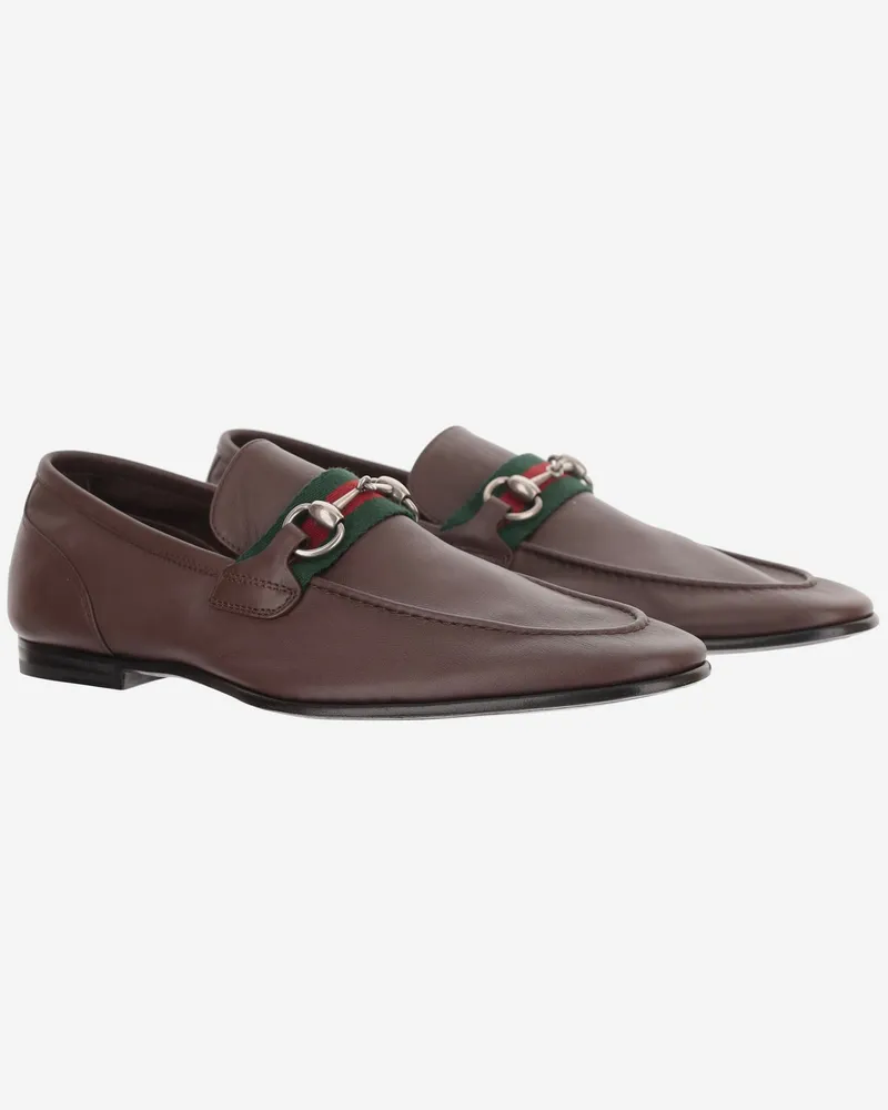 Gucci Men's Leather Como Loafers Brown Brown