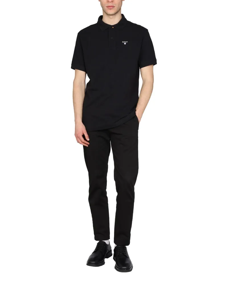 Barbour Cotton Regular Fit Polo Shirt — Black Black
