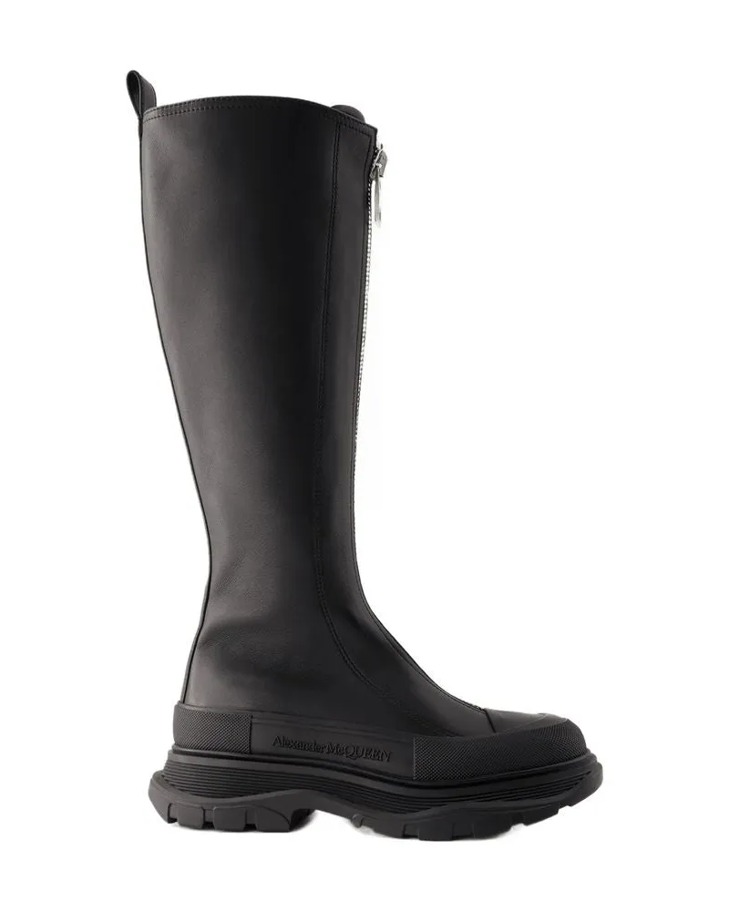 Alexander McQueen Women's Tread Slick Boot Black Leather Black
