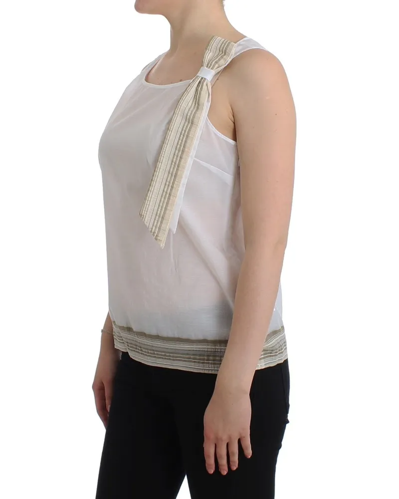 Ermanno Scervino Women's White Top Blouse Tank Shirt Sleeveless Cotton White